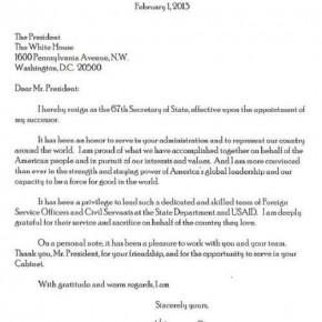 Clinton's Resignation Letter